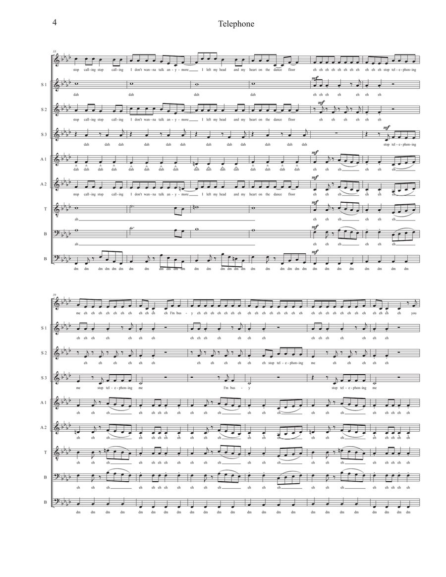 Telephone Telephone Divisi scores gallery preview page 4
