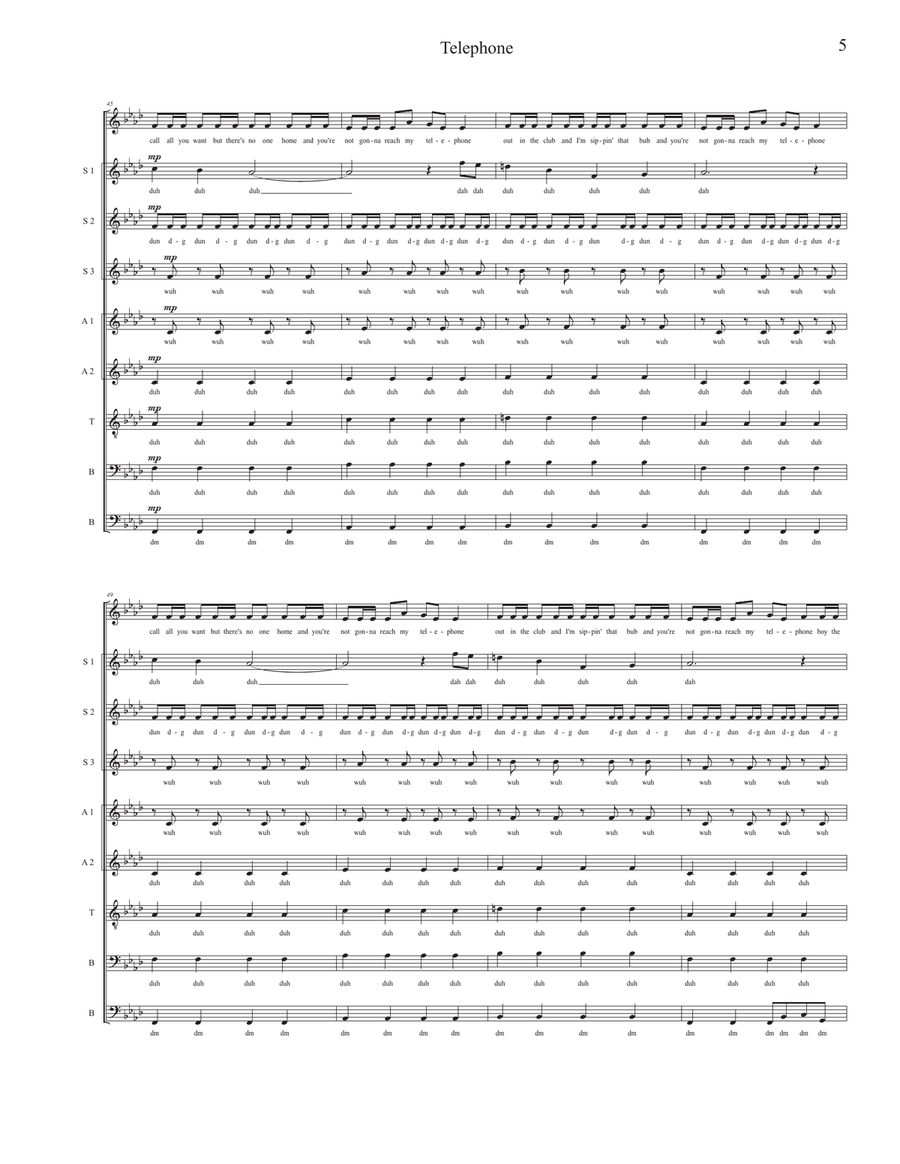 Telephone Telephone Divisi scores gallery preview page 5