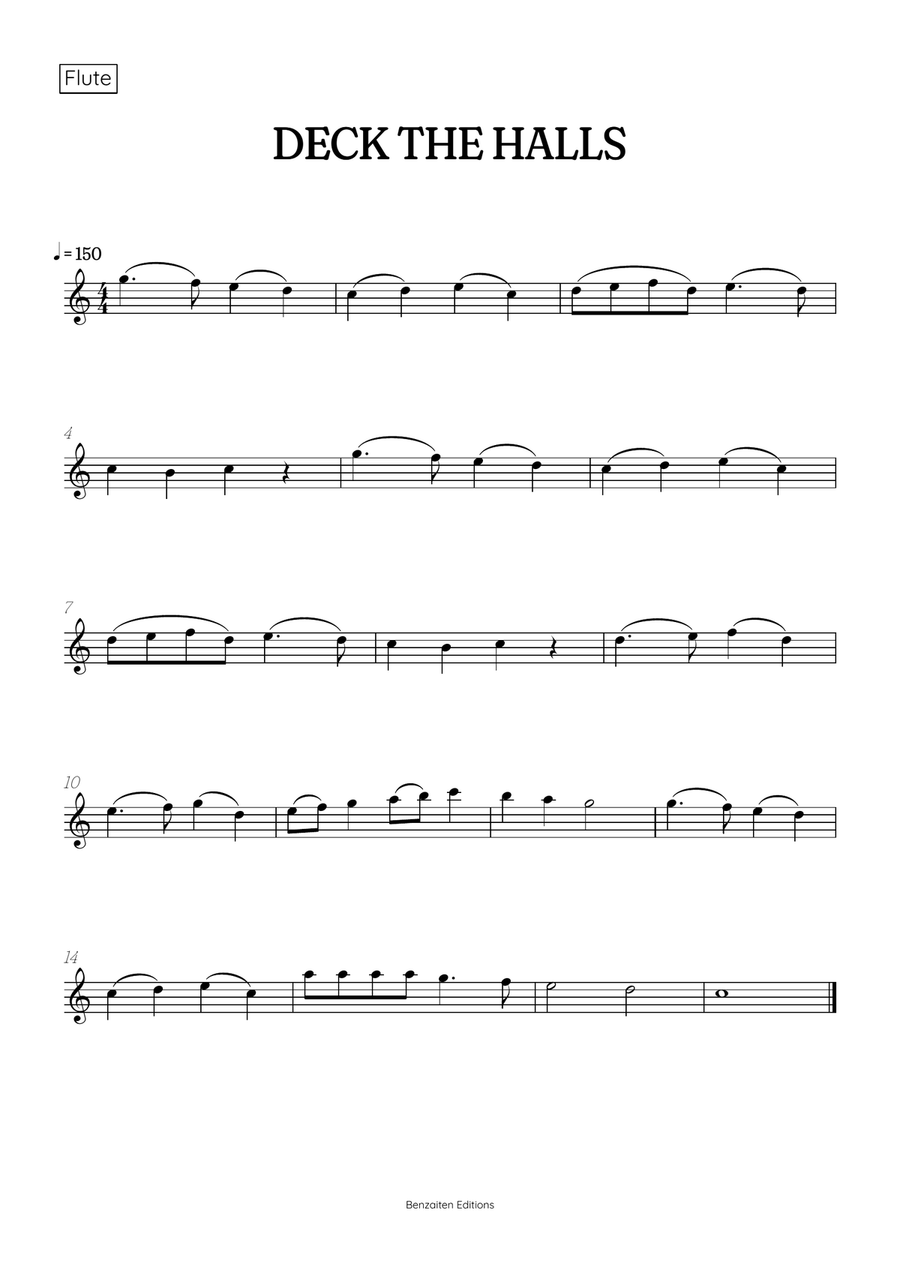 Deck the Halls for flute and clarinet duet • super easy Christmas song sheet music Woodwind Duet scores gallery preview page 2