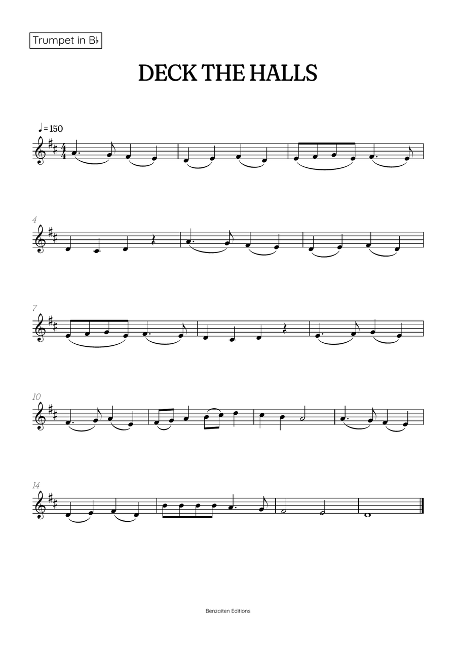 Deck the Halls for trumpet and french horn duet • super easy Christmas song sheet music Brass Duet scores gallery preview page 2