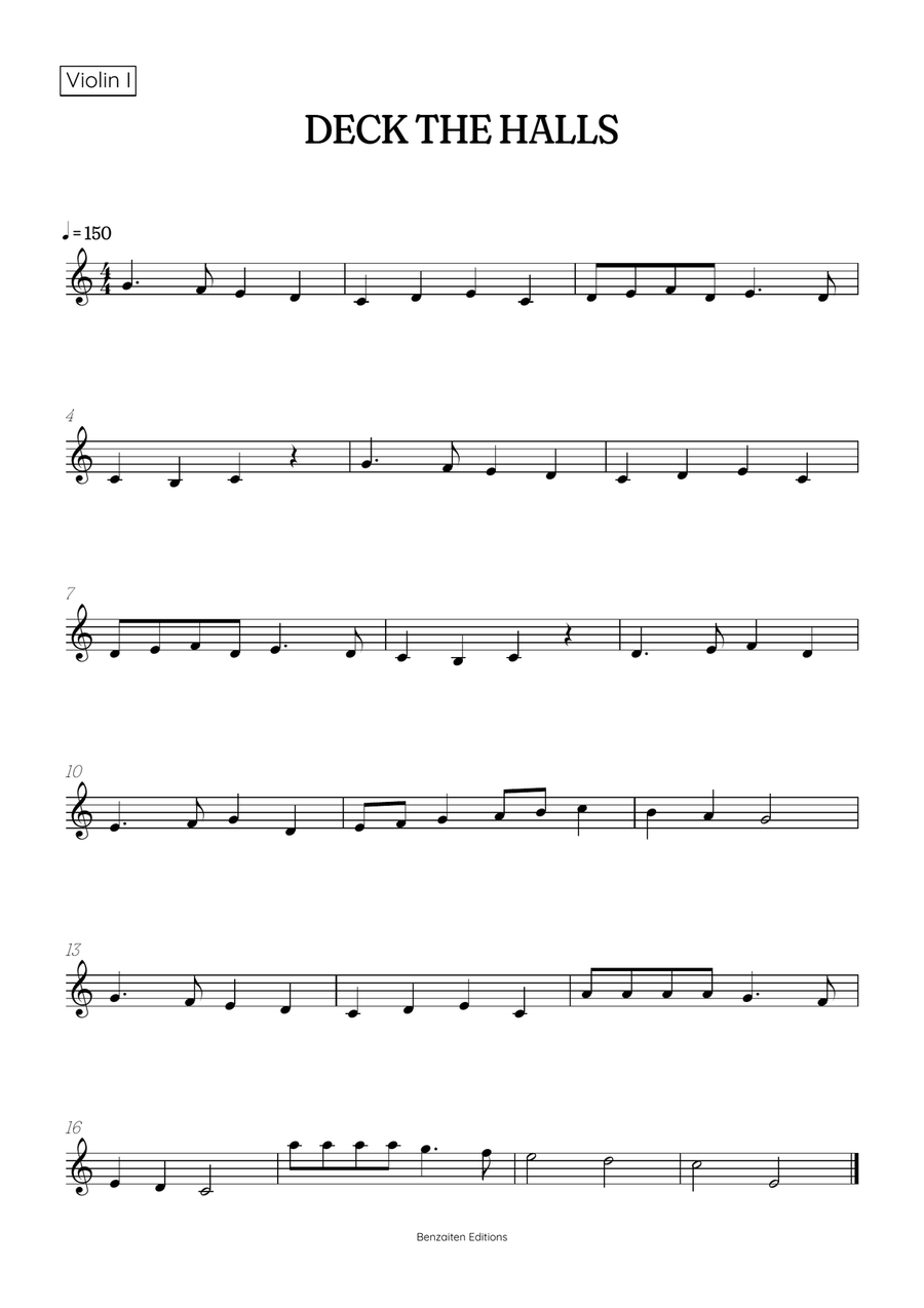 Deck the Halls for violin duet • easy Christmas song sheet music String Duet scores gallery preview page 2