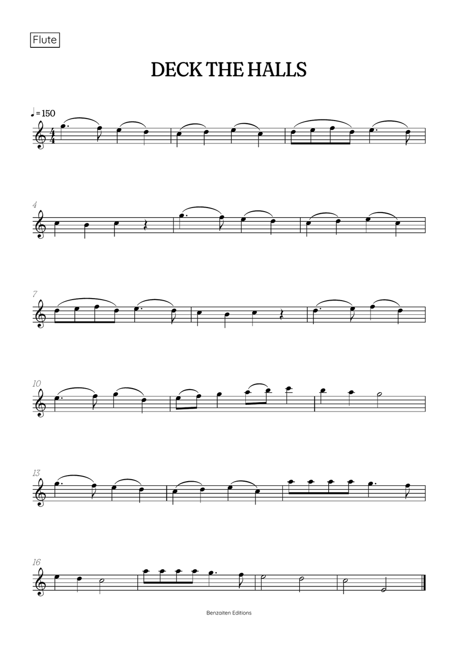 Deck the Halls flute and clarinet duet • easy Christmas song sheet music Woodwind Duet scores gallery preview page 2