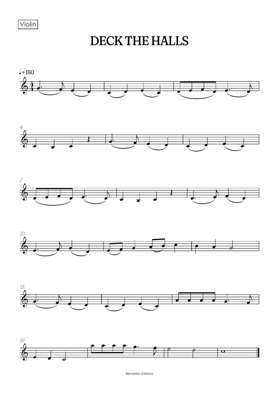 Deck the Halls for violin and viola duet • intermediate Christmas song sheet music String Duet scores gallery preview page 2