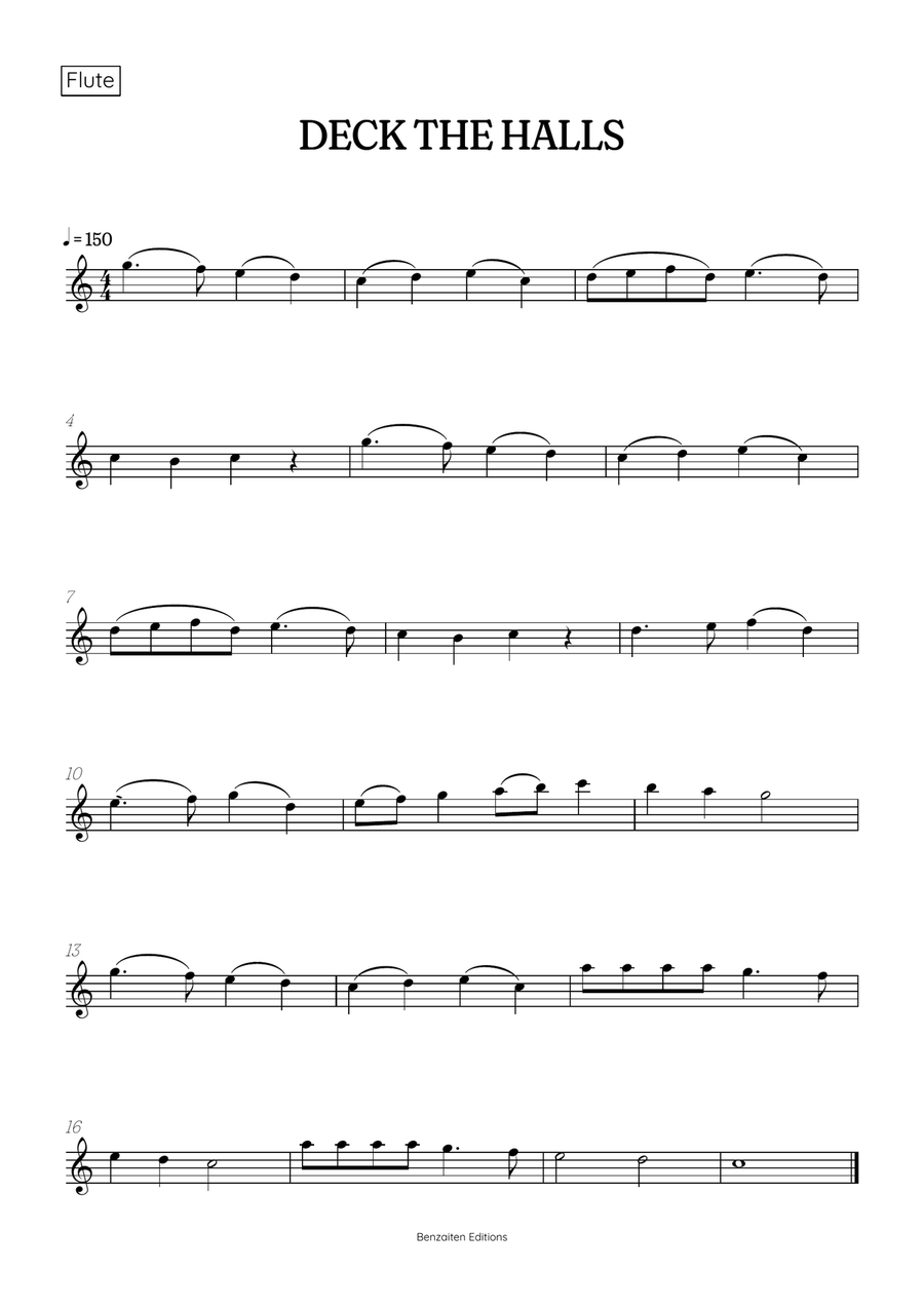Deck the Halls for flute and clarinet duet • intermediate Christmas song sheet music Woodwind Duet scores gallery preview page 2
