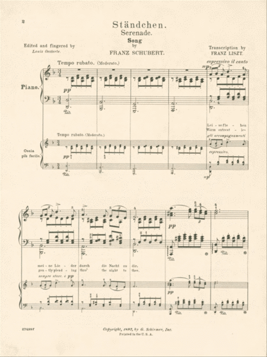 F. Schubert- F. Liszt - Ständchen (Serenade) Piano Solo scores gallery preview page 2