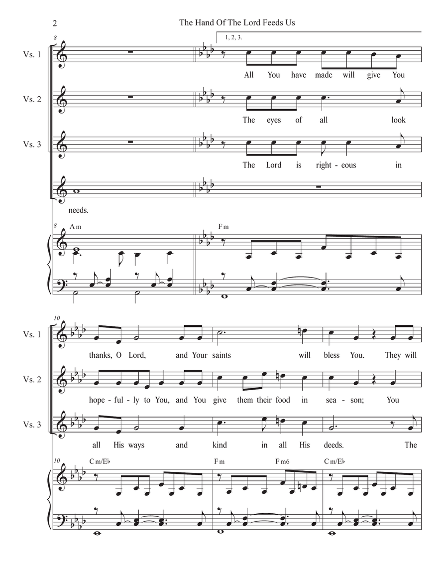 The Hand Of The Lord Feeds Us (Psalm 145) (Unison choir) Unison Choir scores gallery preview page 2
