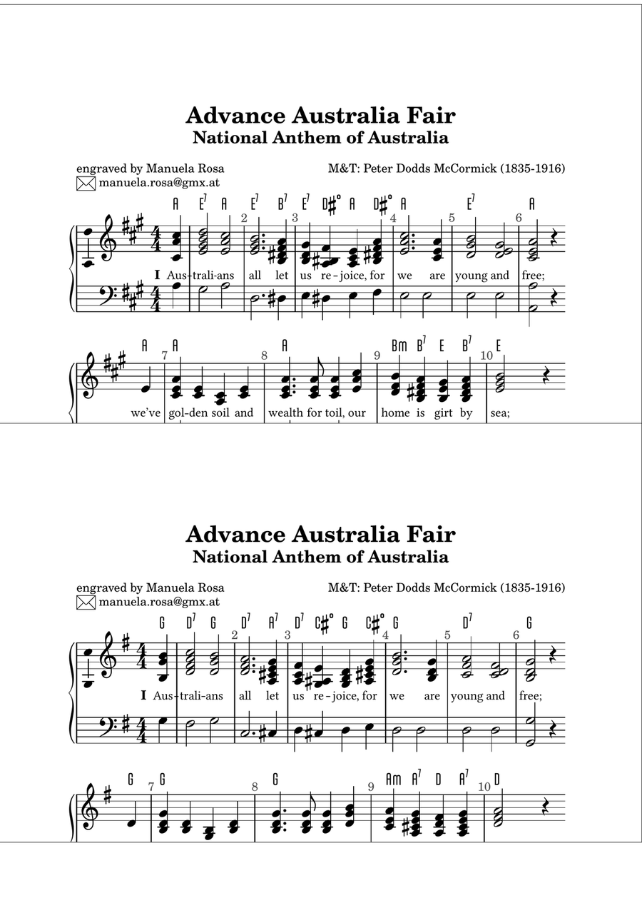 Advance Australia Fair (G major) Piano Method scores gallery preview page 2