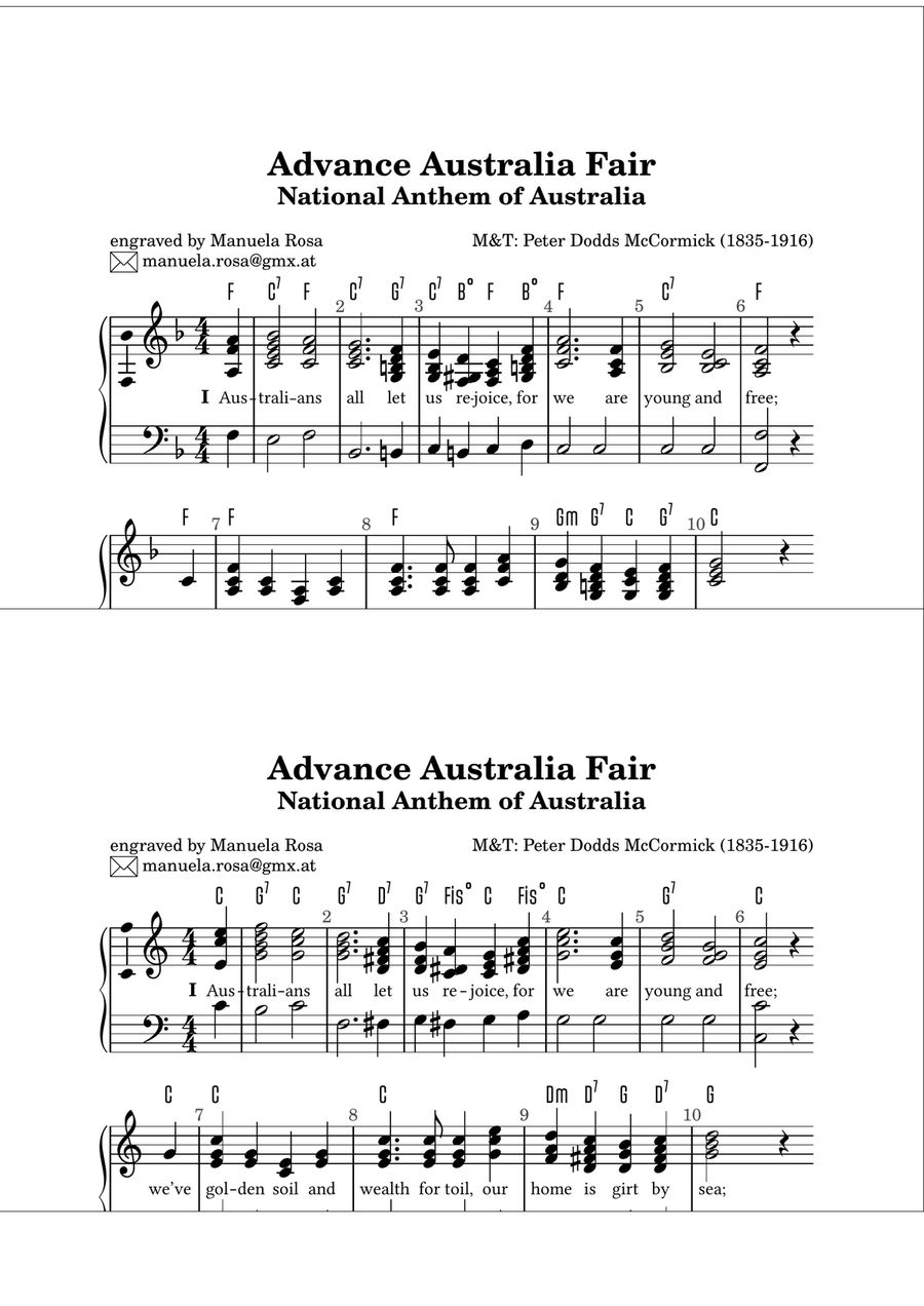 Advance Australia Fair (G major) Piano Method scores gallery preview page 3