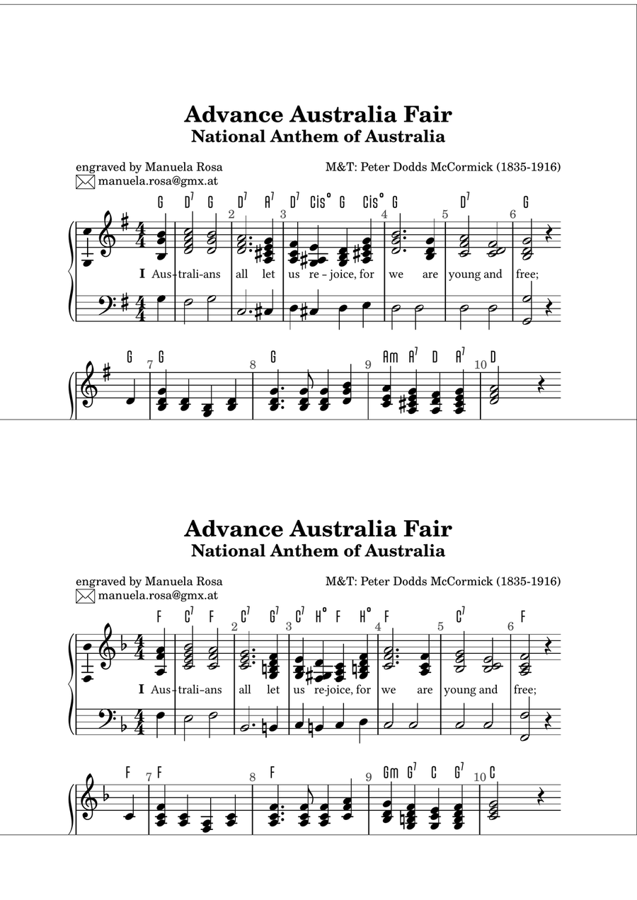 Advance Australia Fair (G major) Piano Method scores gallery preview page 5