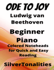 Ode to Joy Beginner Piano Sheet Music with Colored Notation mini preview