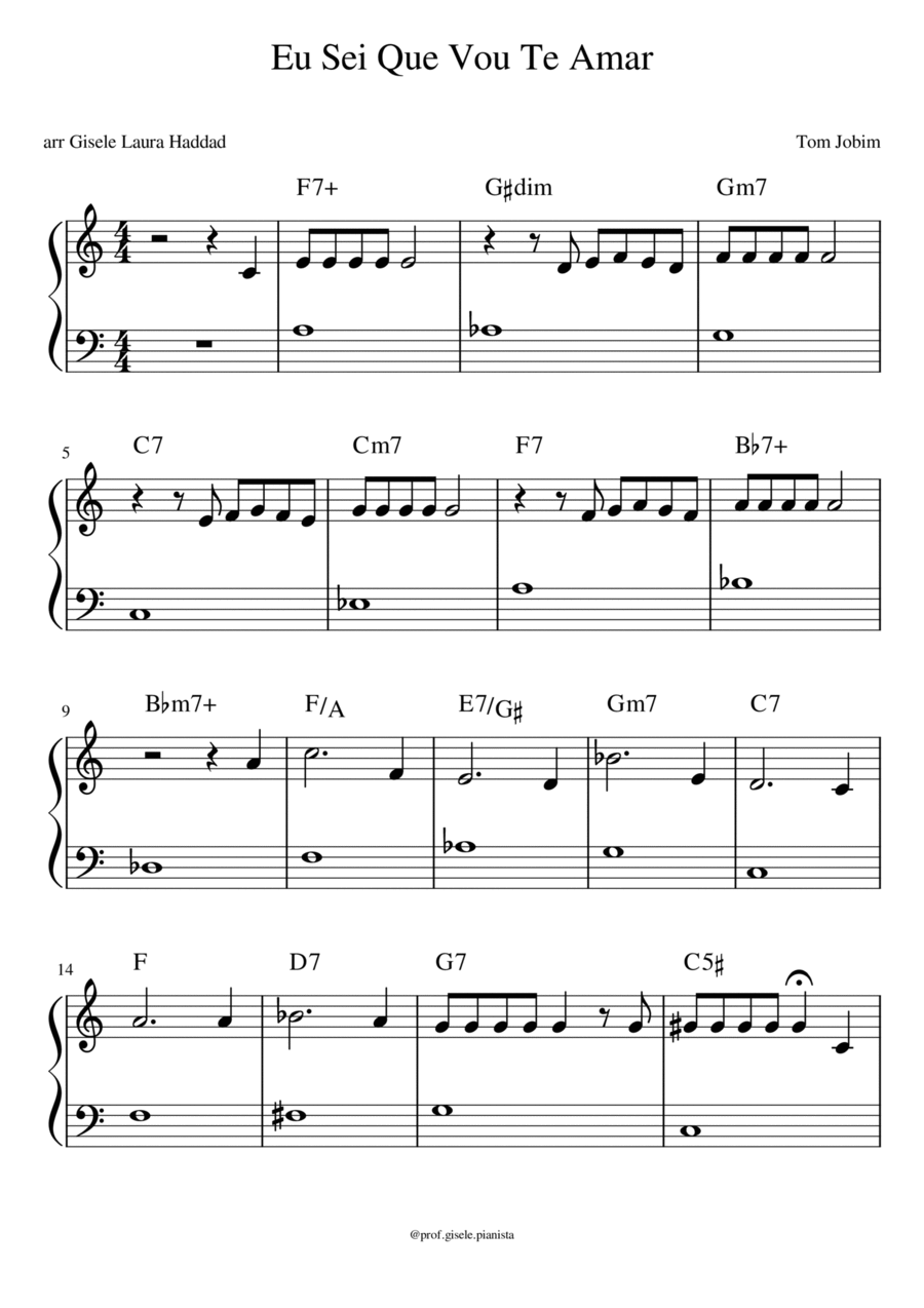 Eu Sei Que Vou te Amar Piano Method scores gallery preview page 1