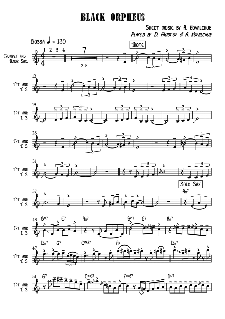 Black Orpheus Tenor Saxophone scores gallery preview page 1