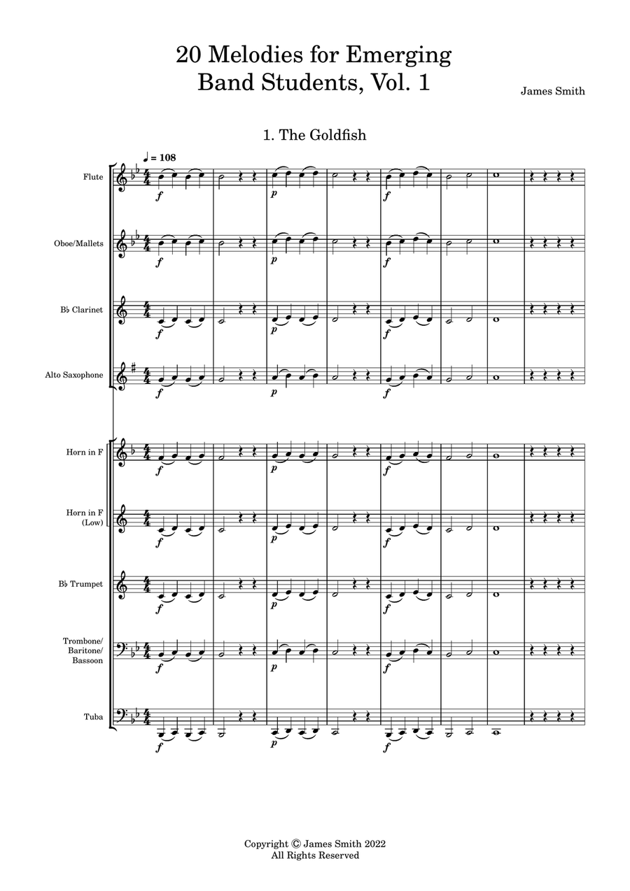 20 Melodies for Emerging Band Students, Volume 1 Concert Band scores gallery preview page 3