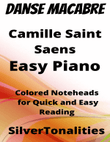 Danse Macabre Easy Piano Sheet Music with Colored Notation mini preview