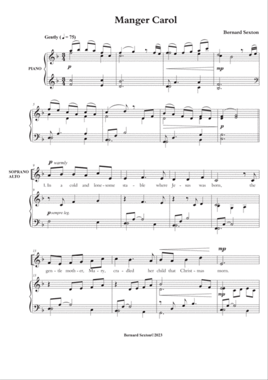 Manger Carol 4-Part scores gallery preview page 2