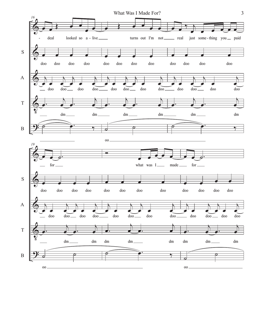 What Was I Made For? 4-Part scores gallery preview page 3