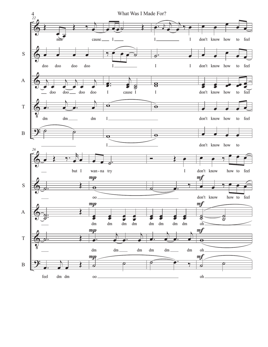 What Was I Made For? 4-Part scores gallery preview page 4