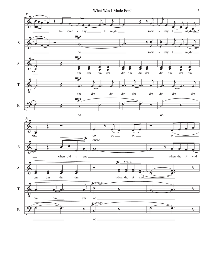 What Was I Made For? 4-Part scores gallery preview page 5