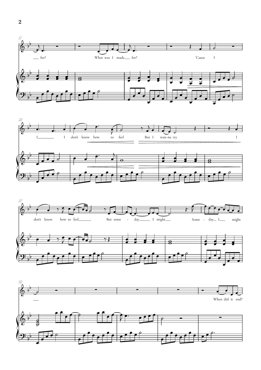 What Was I Made For? Soprano Voice scores gallery preview page 2