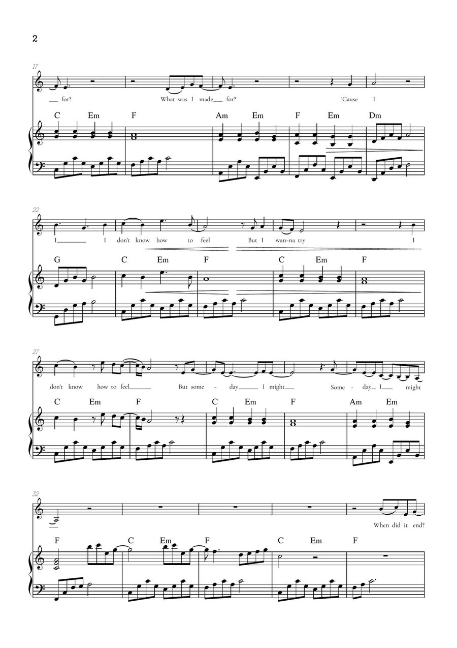 What Was I Made For? Soprano Voice scores gallery preview page 2