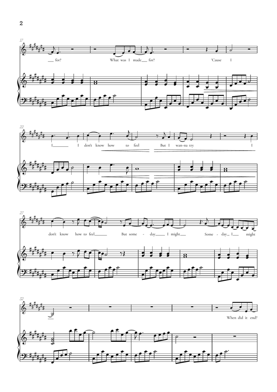 What Was I Made For? Soprano Voice scores gallery preview page 2