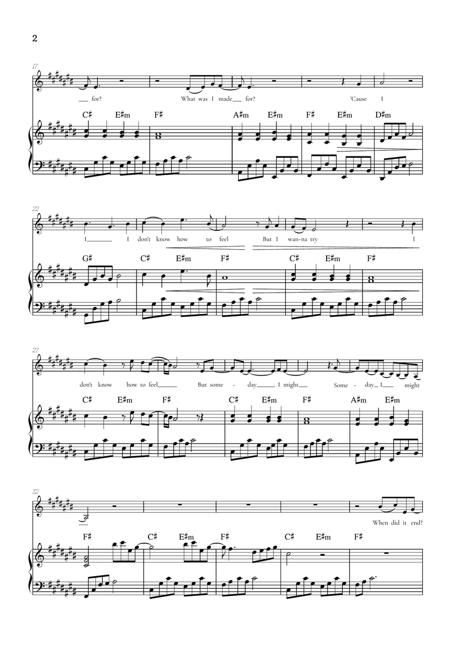 What Was I Made For? Soprano Voice scores gallery preview page 2