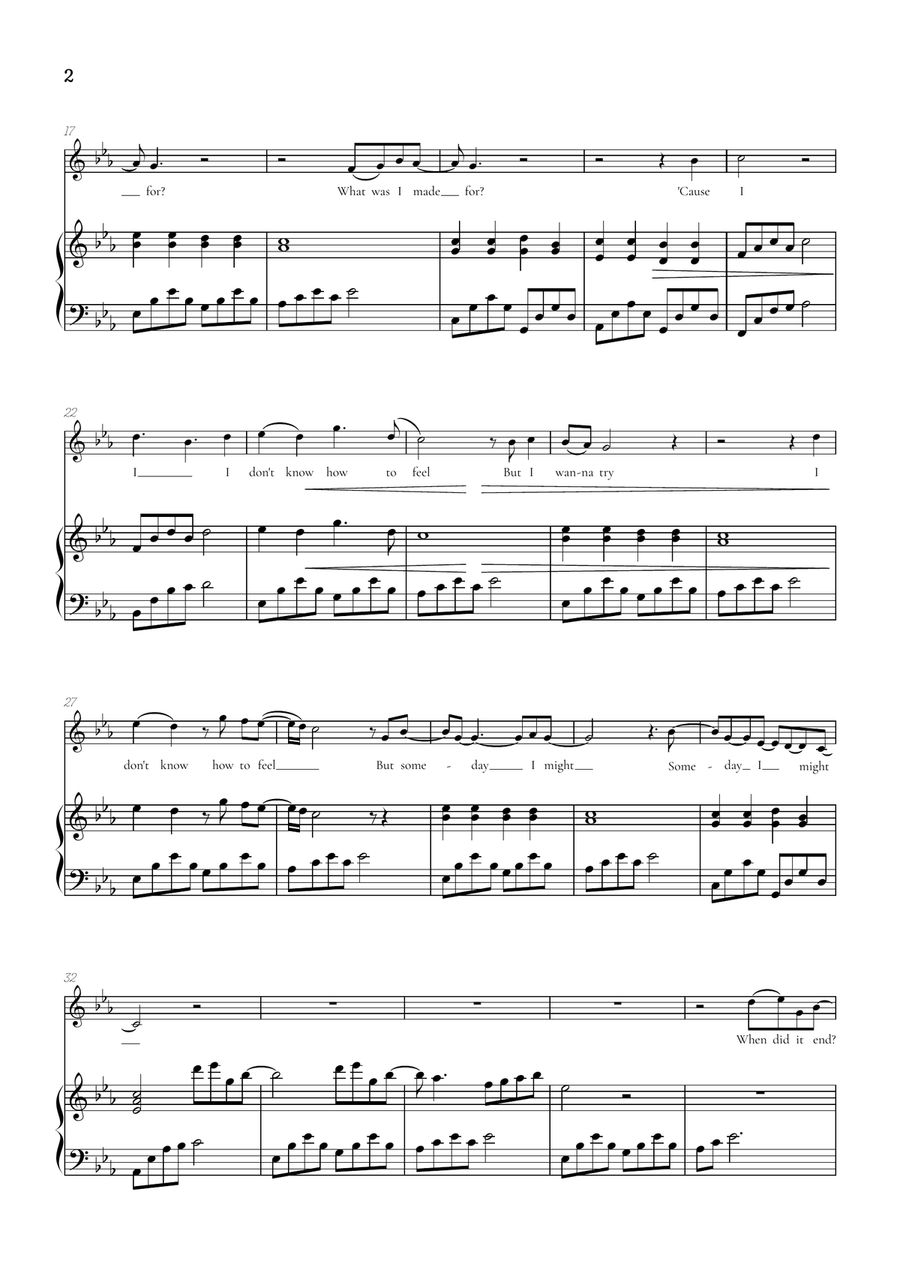 What Was I Made For? Soprano Voice scores gallery preview page 2