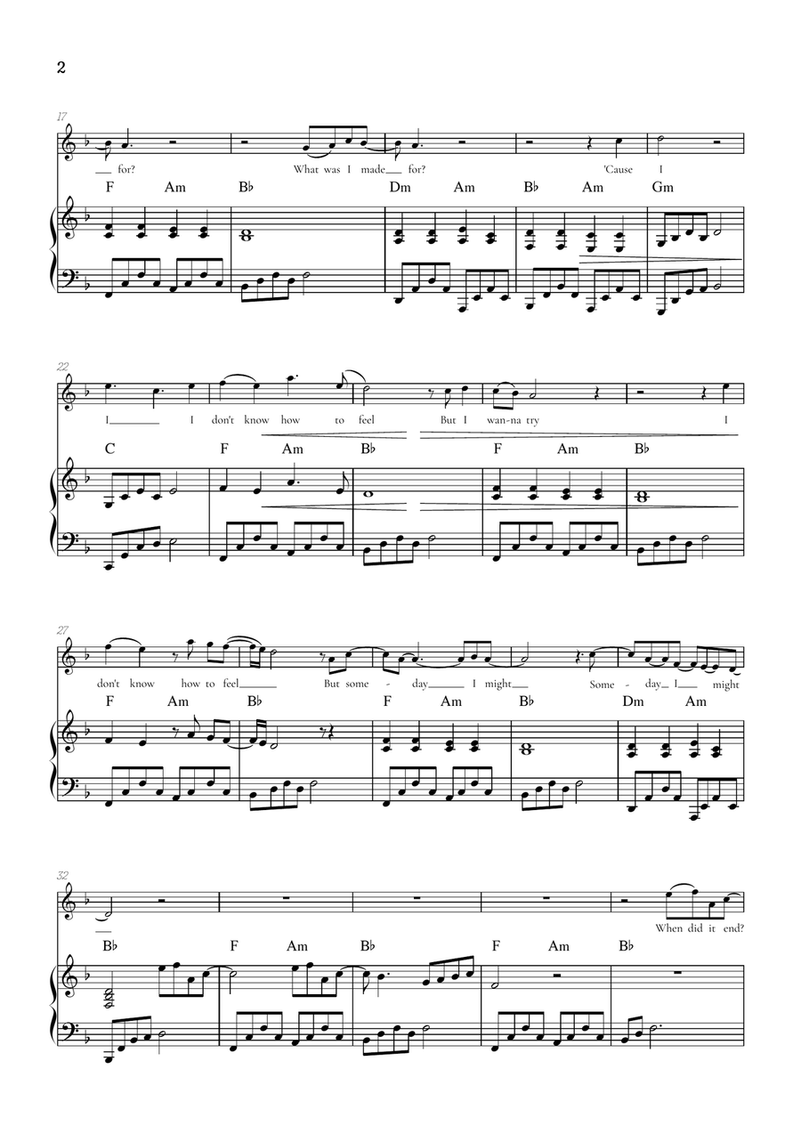 What Was I Made For? Soprano Voice scores gallery preview page 2