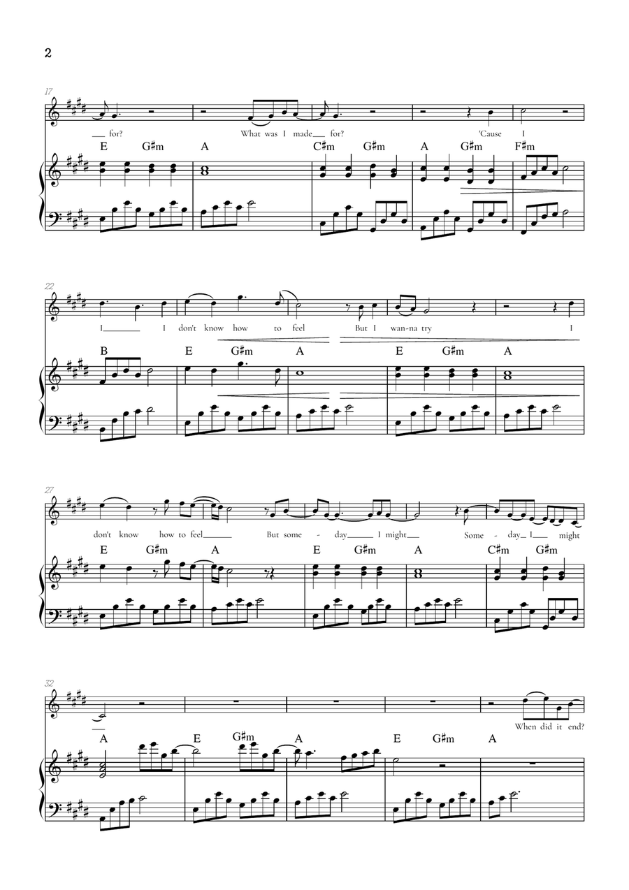 What Was I Made For? Soprano Voice scores gallery preview page 2