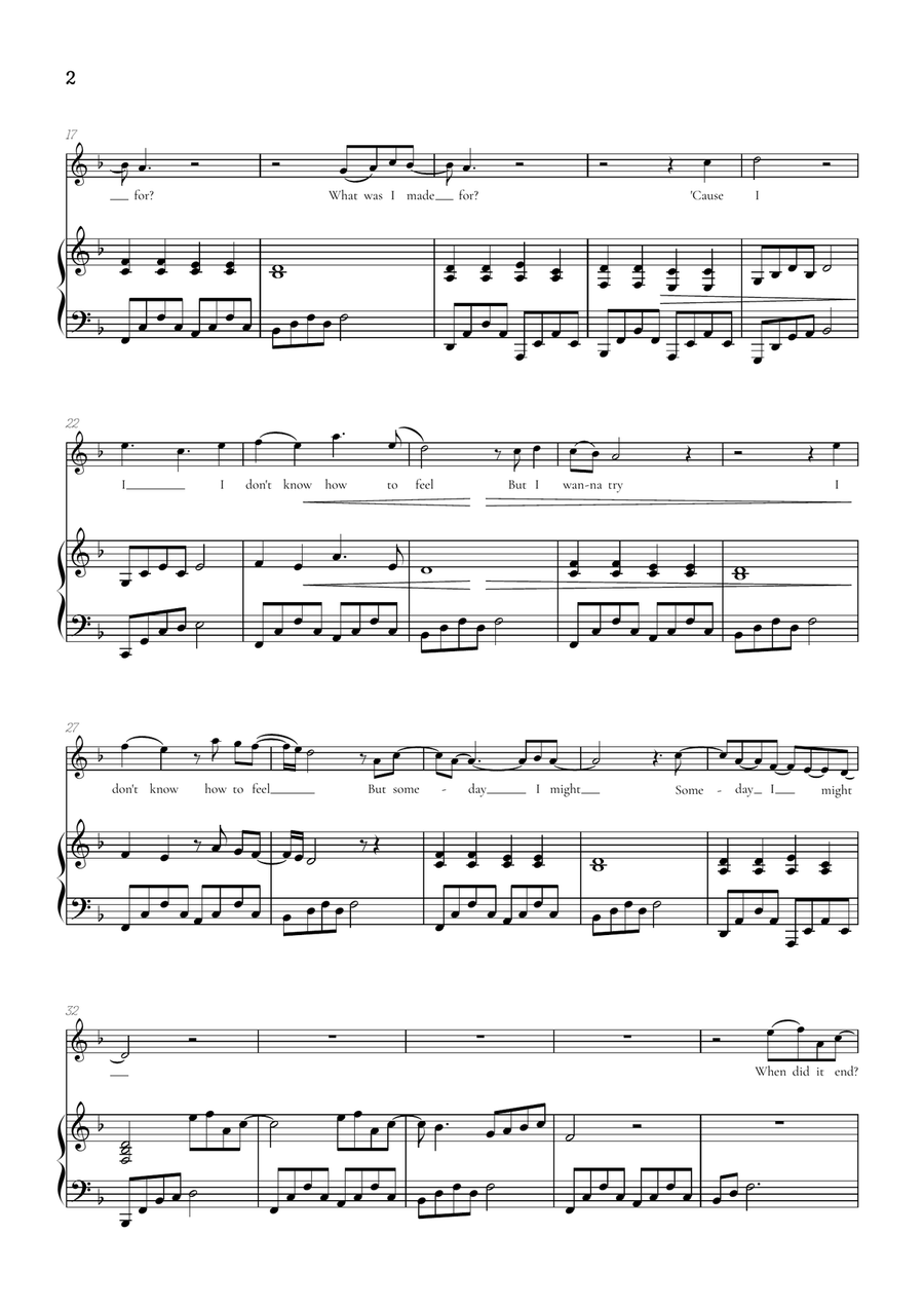 What Was I Made For? Soprano Voice scores gallery preview page 2