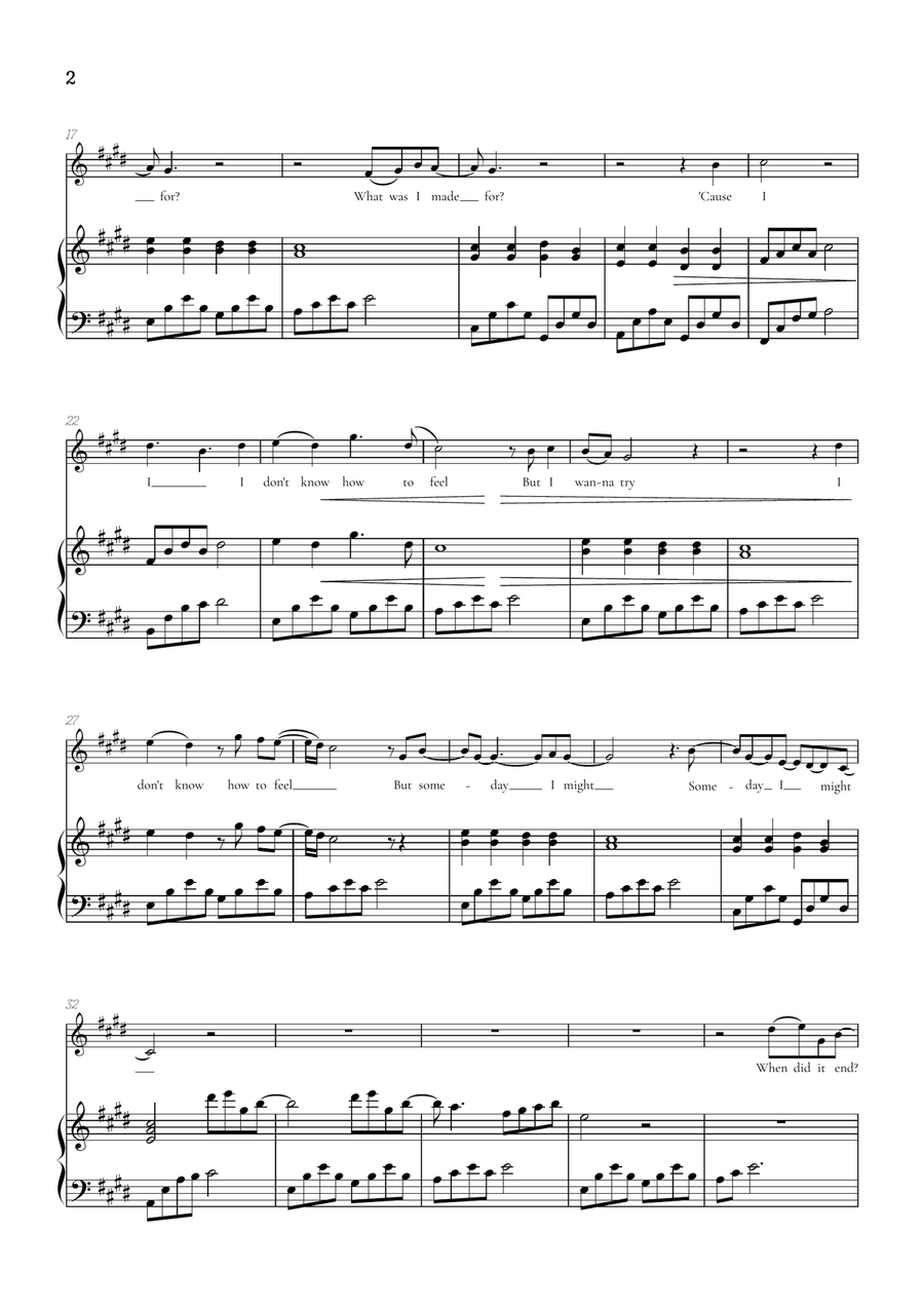 What Was I Made For? Soprano Voice scores gallery preview page 2