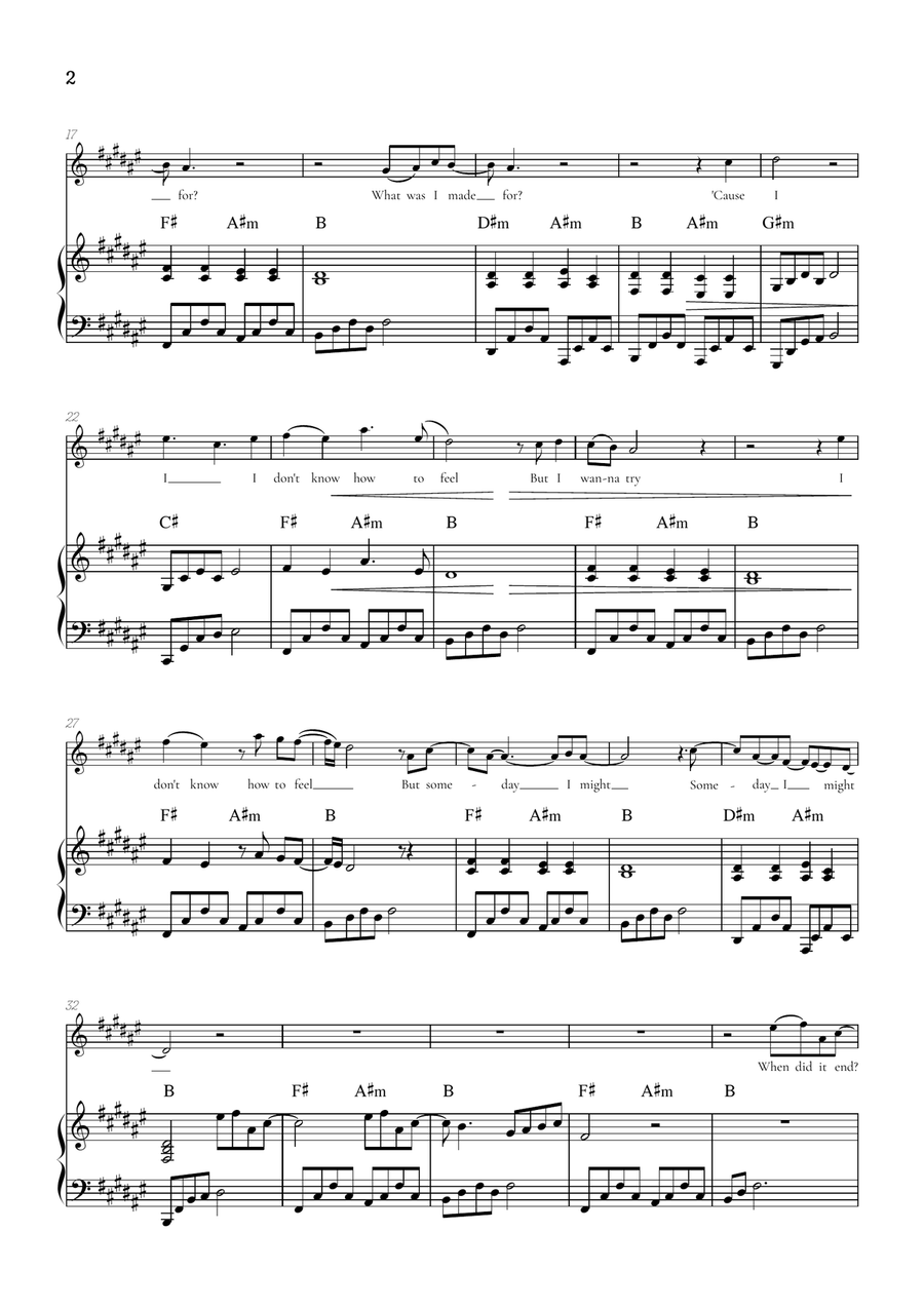 What Was I Made For? Soprano Voice scores gallery preview page 2