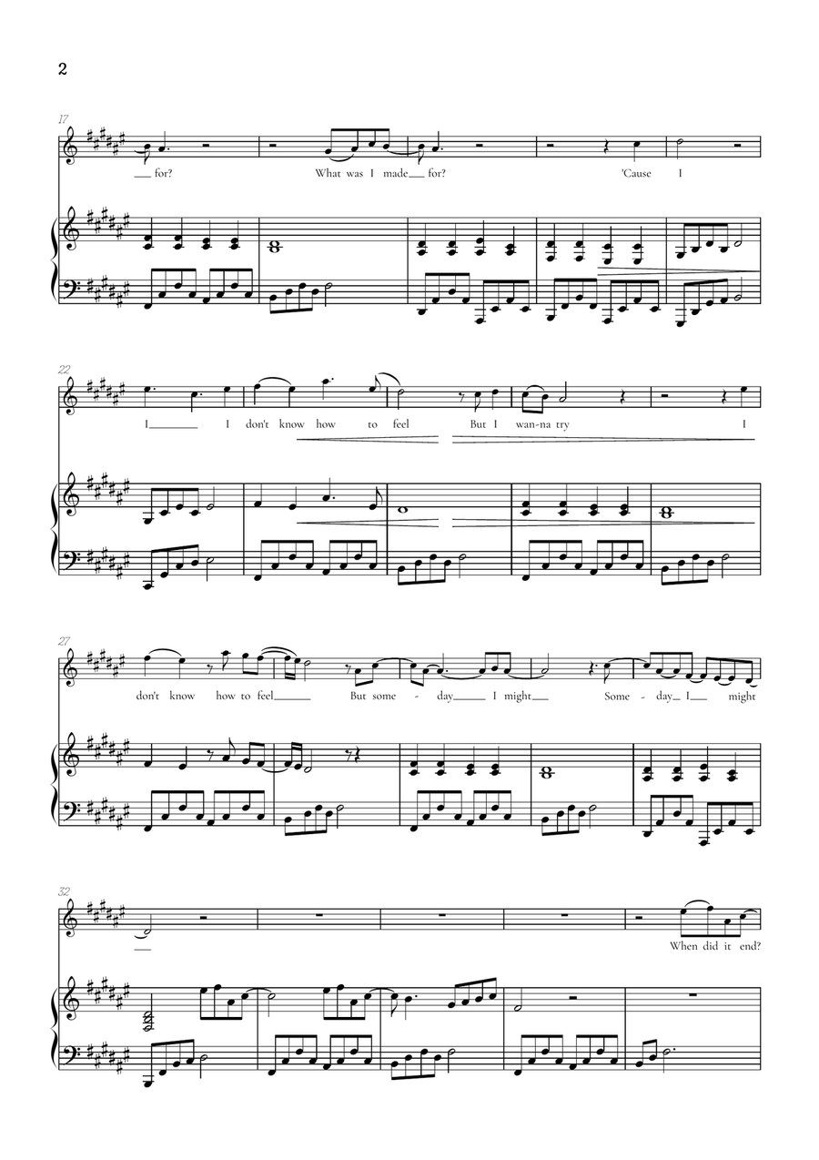 What Was I Made For? Soprano Voice scores gallery preview page 2
