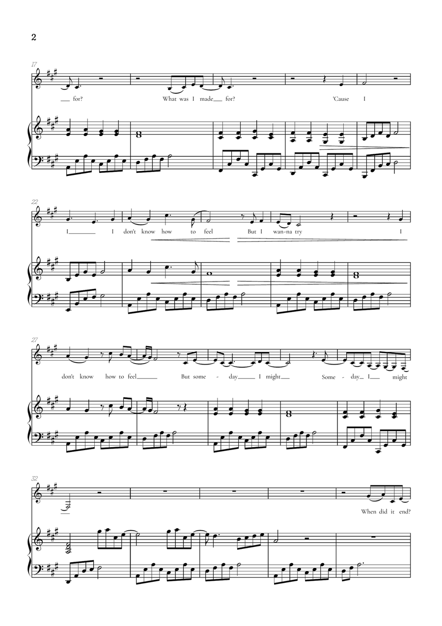 What Was I Made For? Alto Voice scores gallery preview page 2