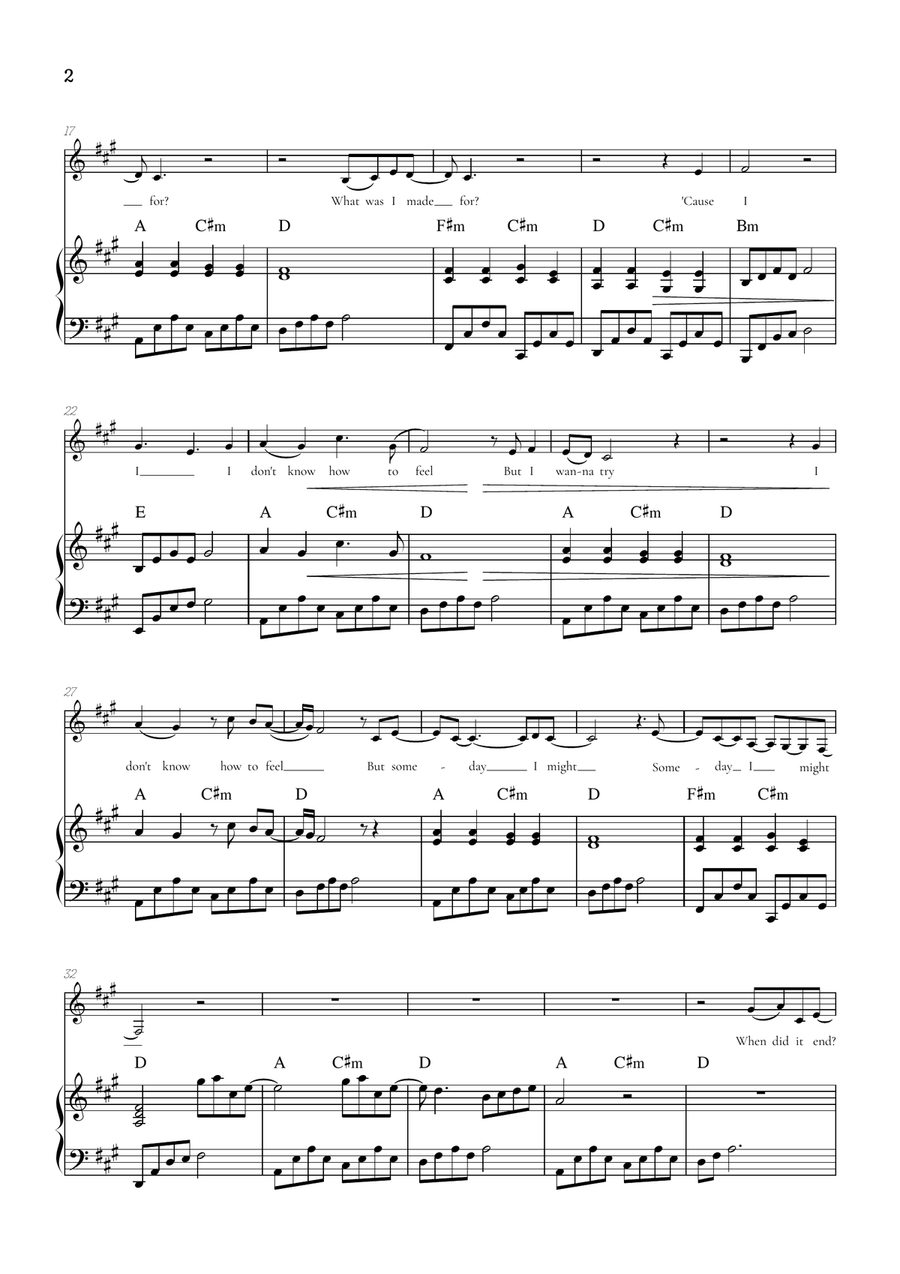 What Was I Made For? Alto Voice scores gallery preview page 2