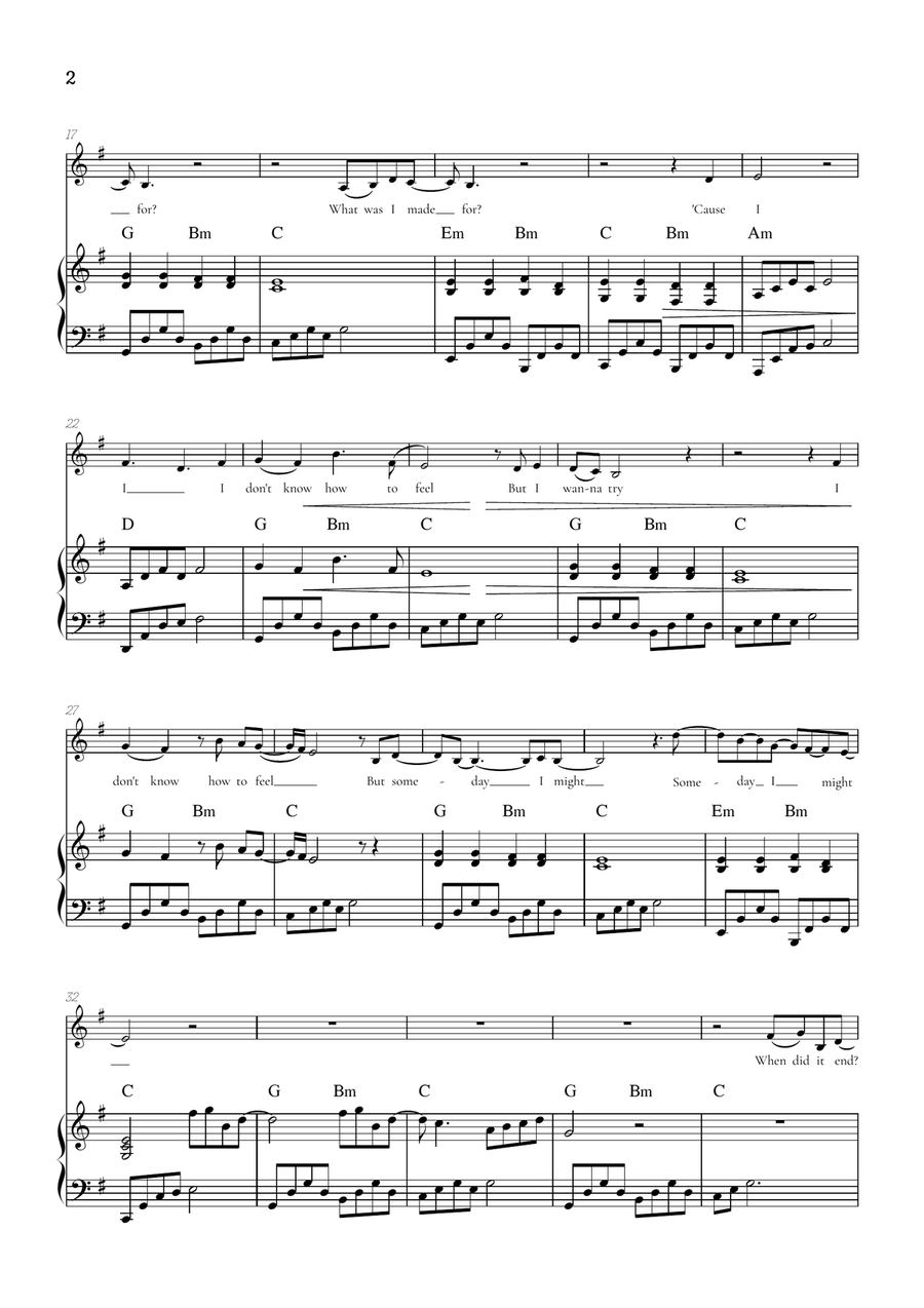 What Was I Made For? Soprano Voice scores gallery preview page 2