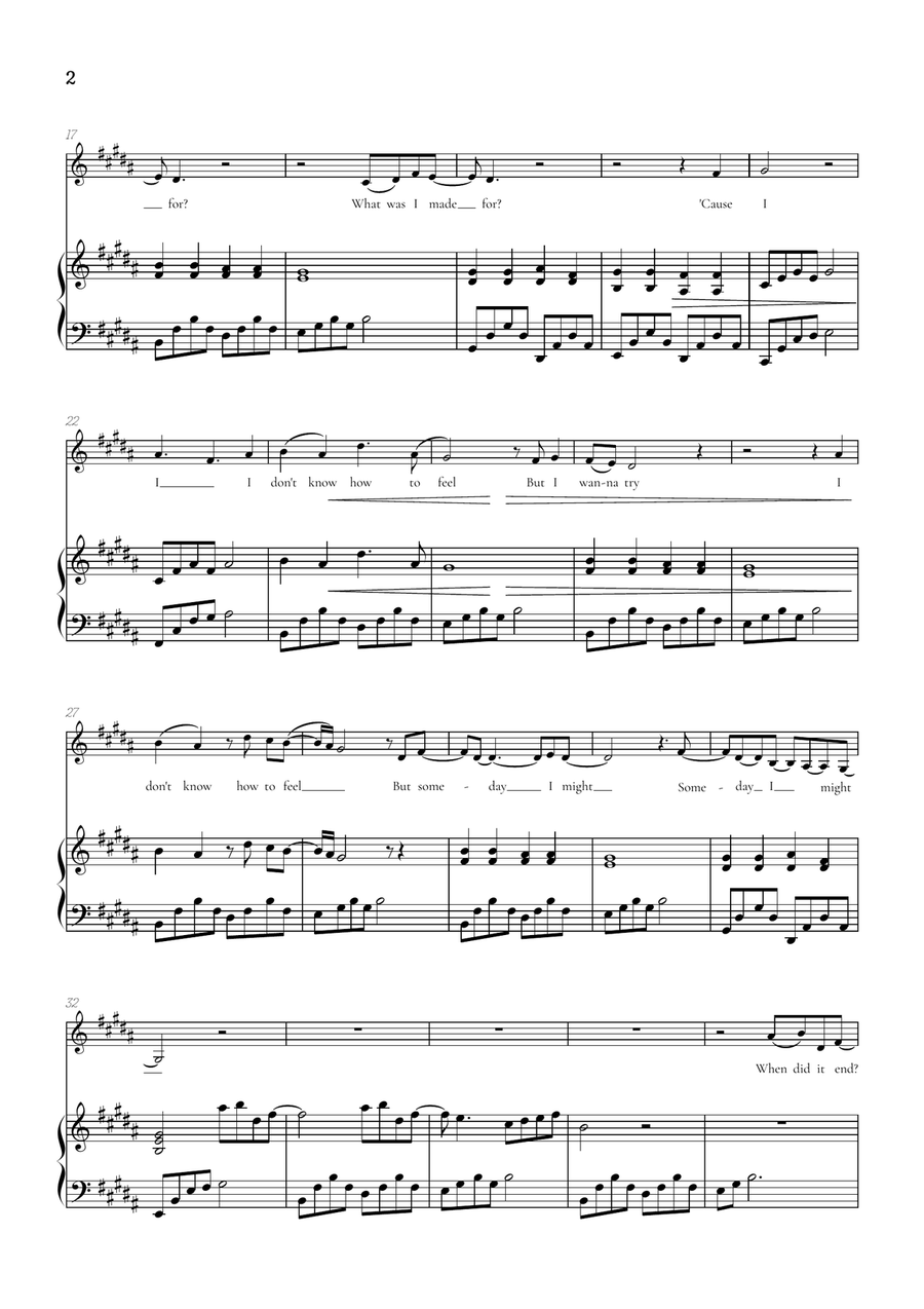 What Was I Made For? Alto Voice scores gallery preview page 2