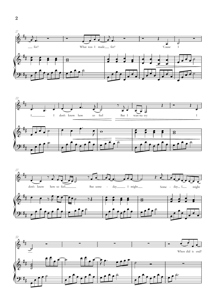 What Was I Made For? Alto Voice scores gallery preview page 2