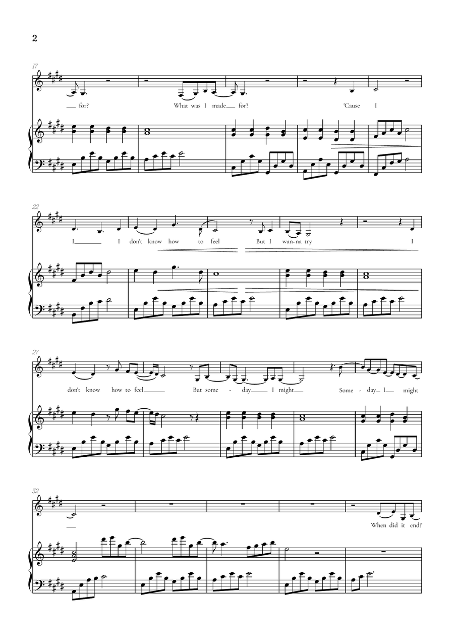 What Was I Made For? Alto Voice scores gallery preview page 2