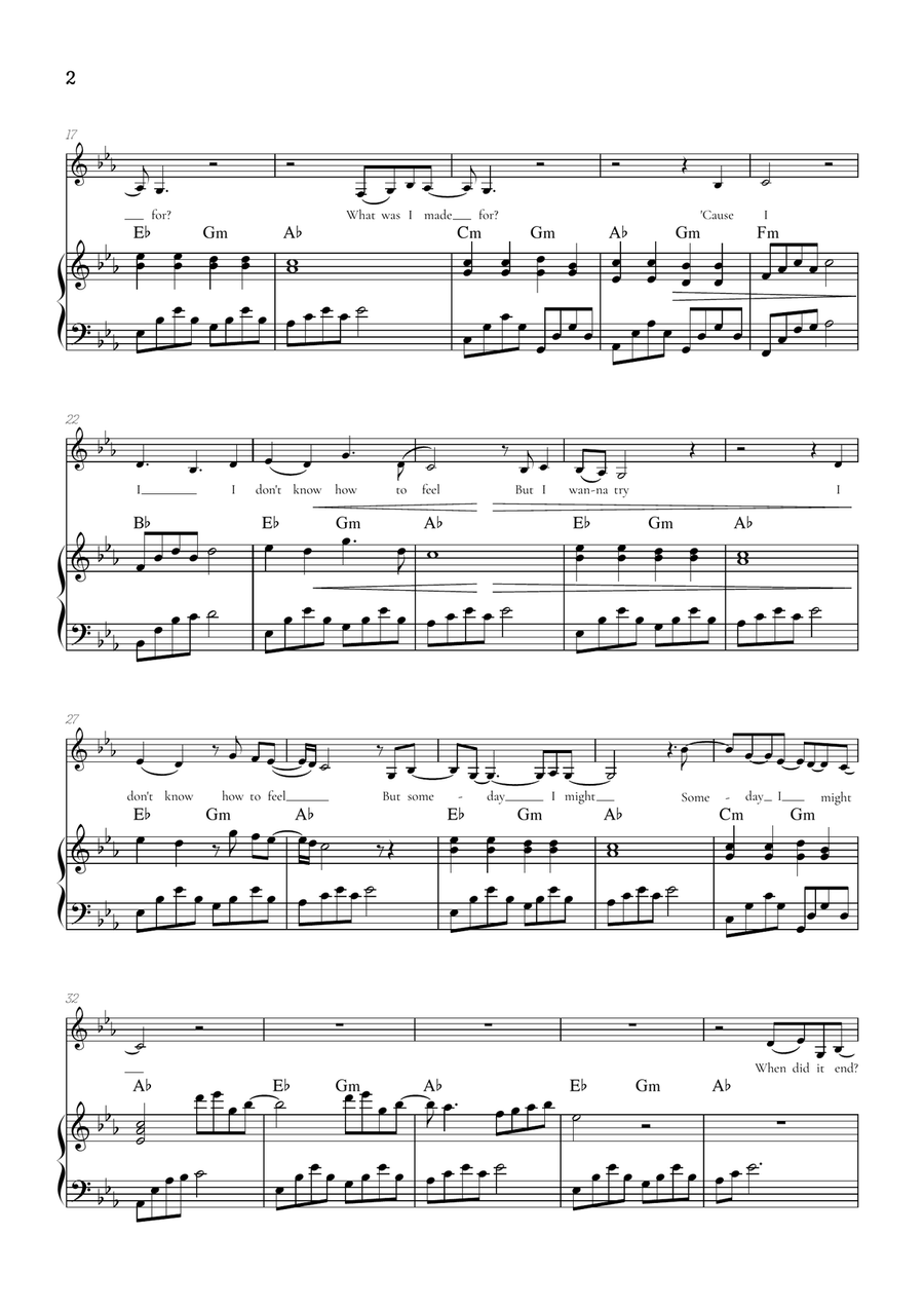 What Was I Made For? Alto Voice scores gallery preview page 2