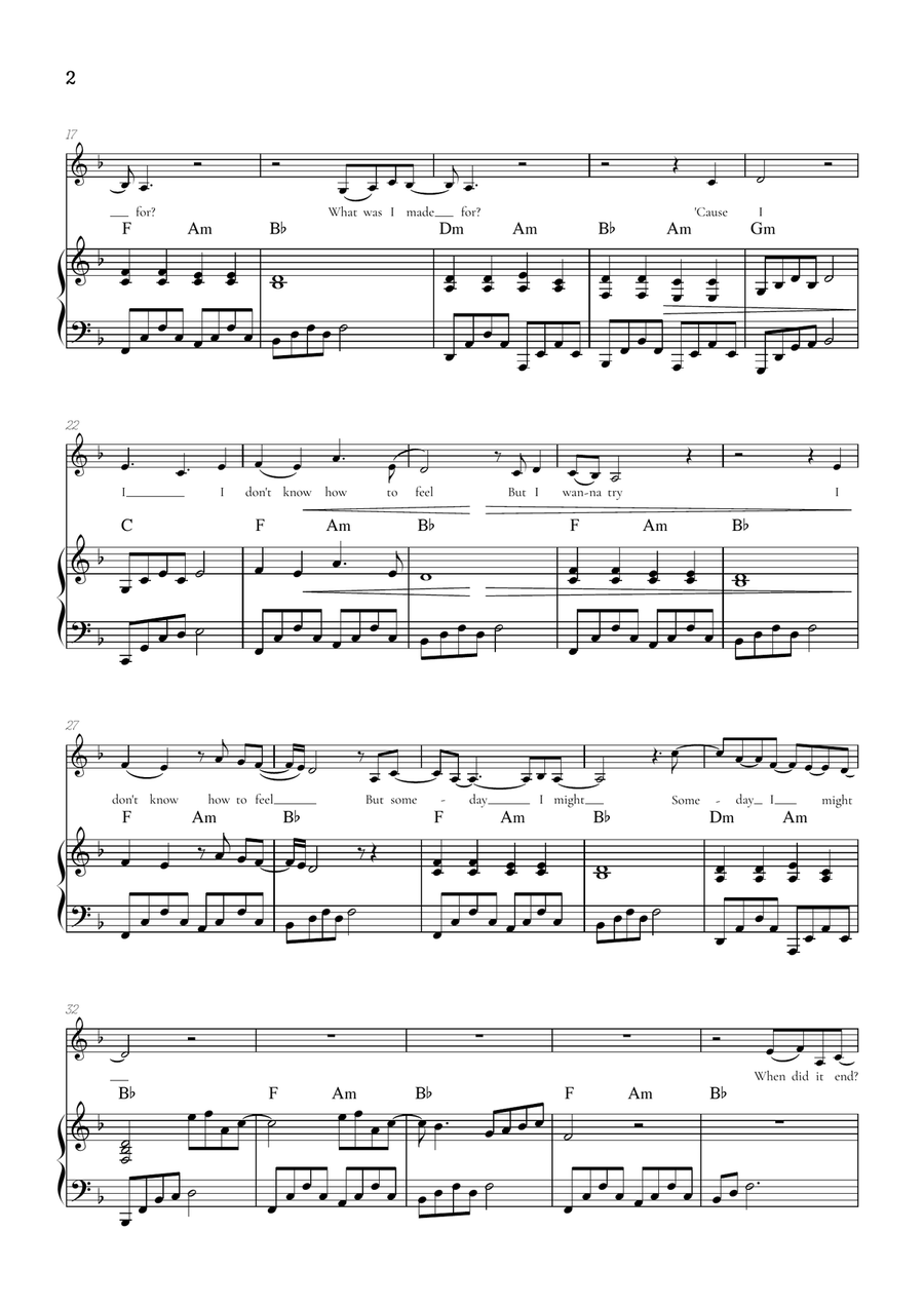 What Was I Made For? Alto Voice scores gallery preview page 2