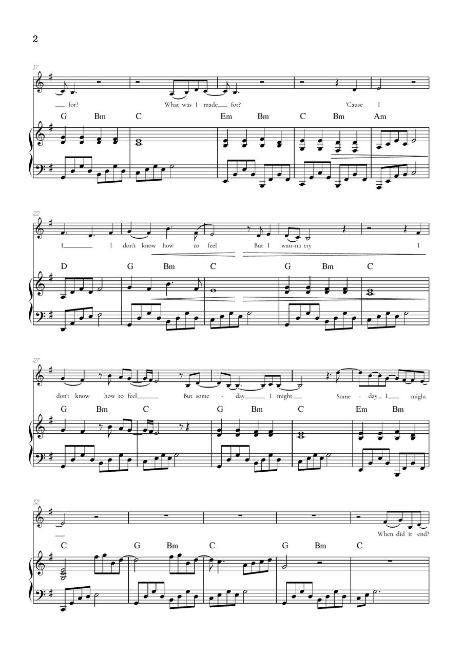 What Was I Made For? Alto Voice scores gallery preview page 2