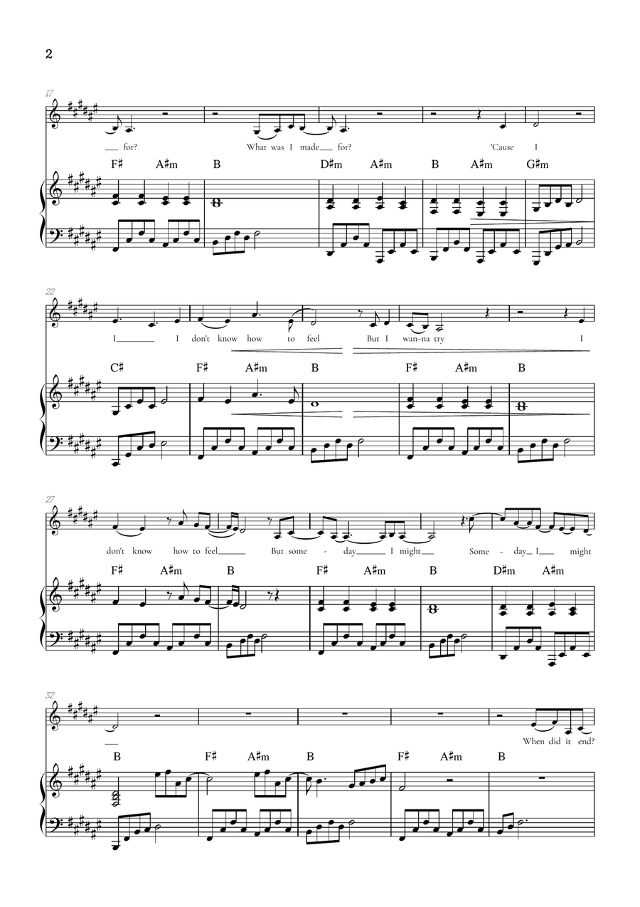 What Was I Made For? Alto Voice scores gallery preview page 2