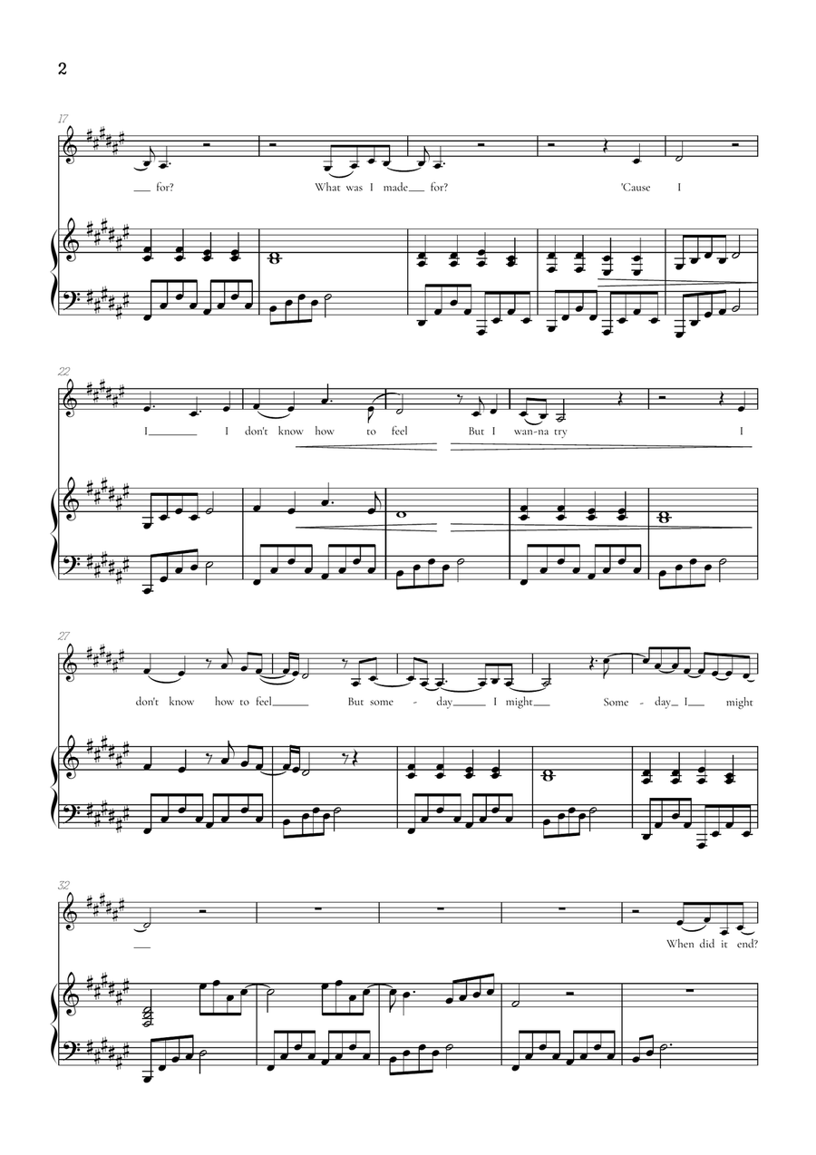 What Was I Made For? Alto Voice scores gallery preview page 2