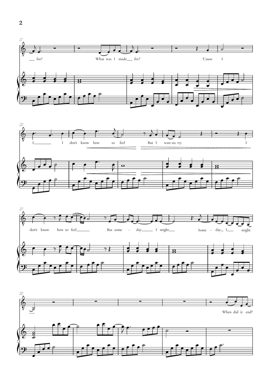 What Was I Made For? Tenor Voice scores gallery preview page 2