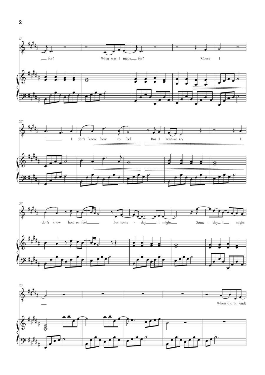 What Was I Made For? Tenor Voice scores gallery preview page 2