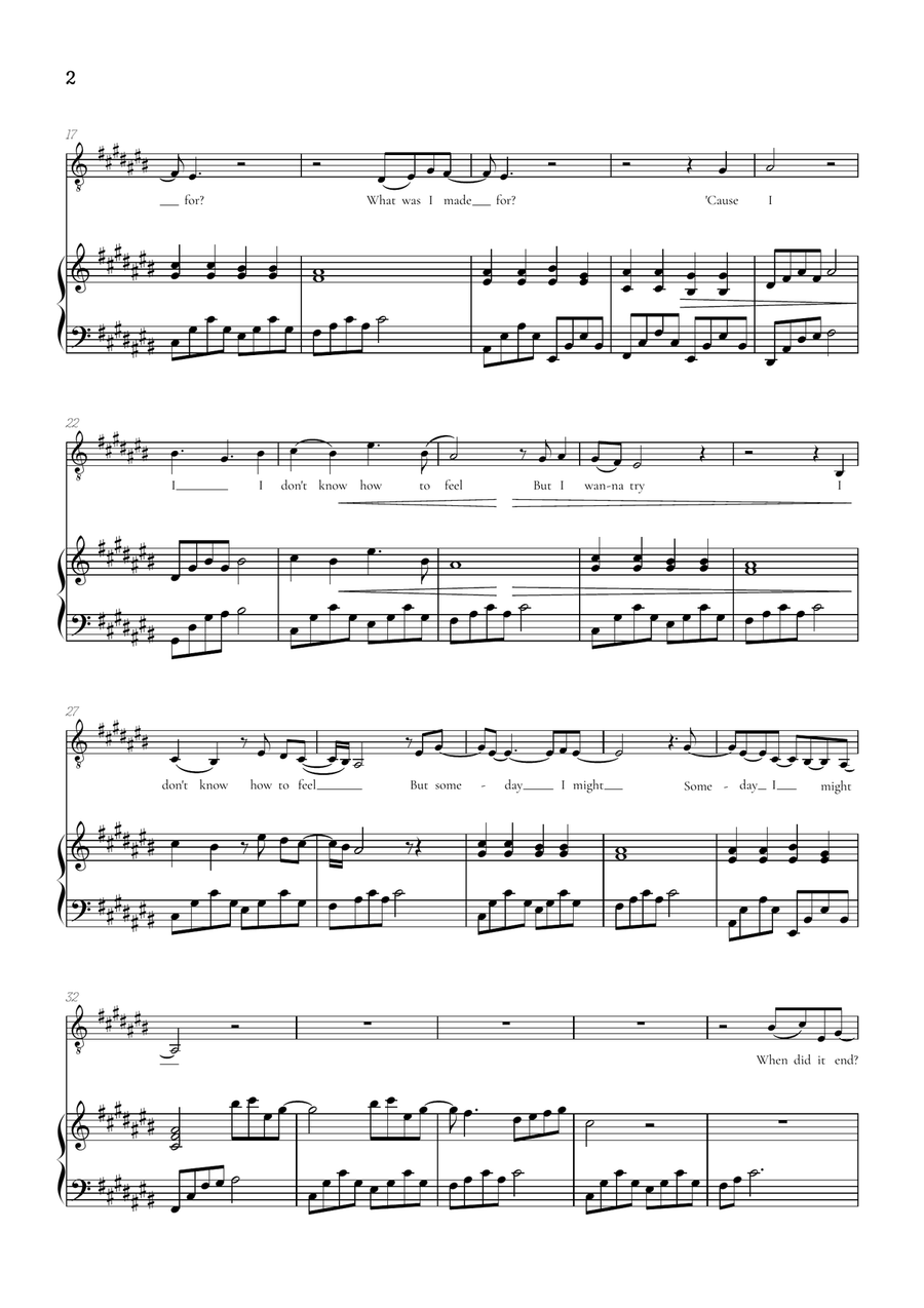 What Was I Made For? Tenor Voice scores gallery preview page 2