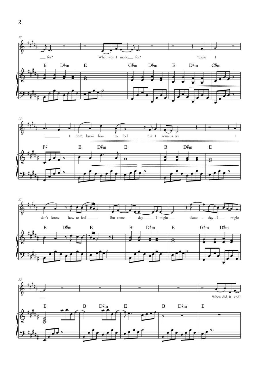 What Was I Made For? Tenor Voice scores gallery preview page 2