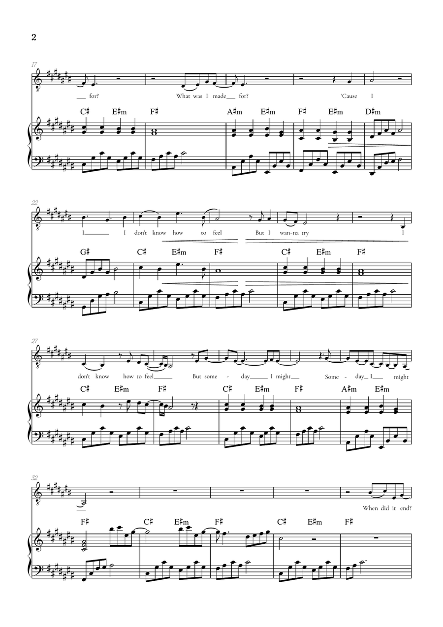 What Was I Made For? Tenor Voice scores gallery preview page 2
