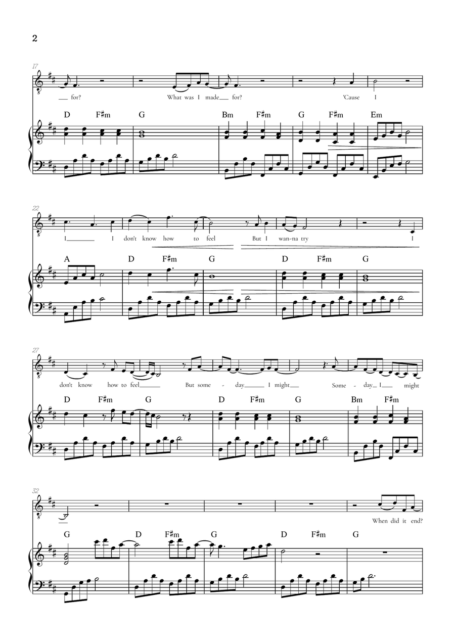 What Was I Made For? Tenor Voice scores gallery preview page 2
